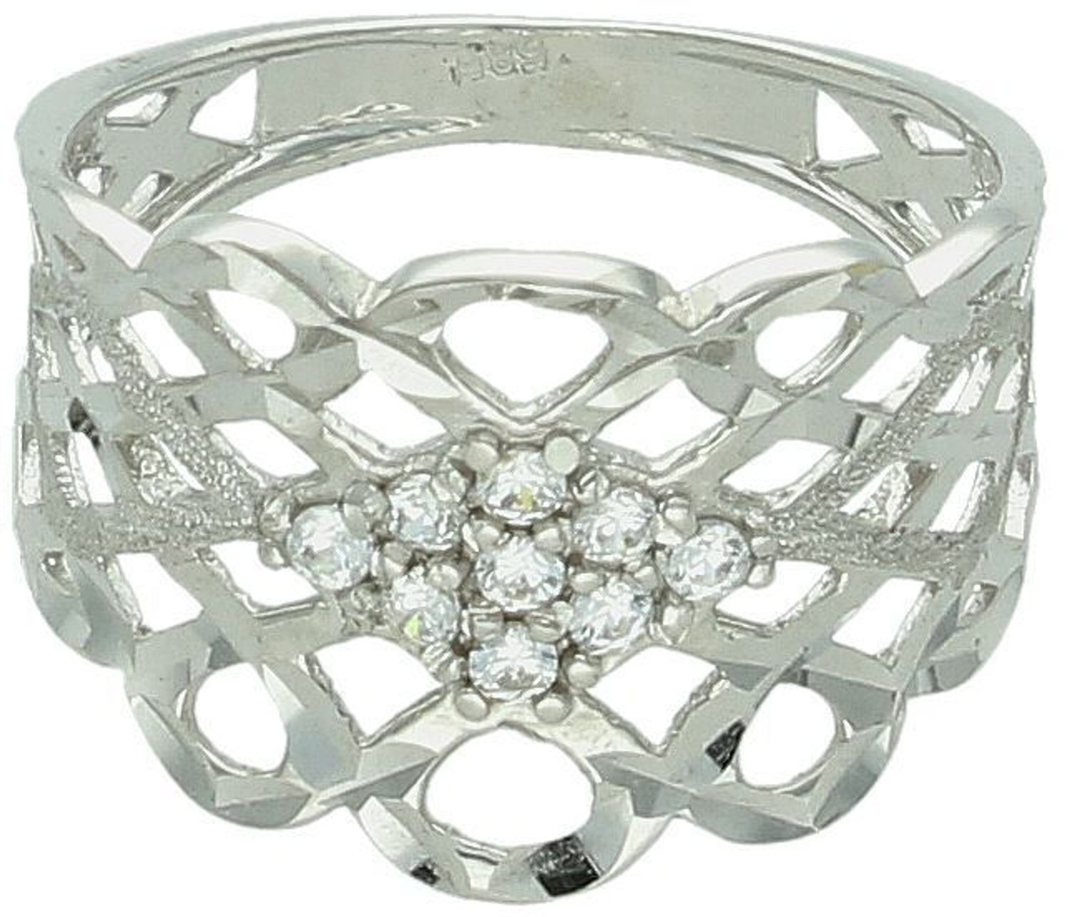 Pierścionek damski z białego złota próby 585 PI 2093A. Ażurowy wzór z cyrkoniami, rozmiar 16, waga 2,72 g. Subtelna elegancja i perfekcyjne wykonanie. Oryginalne opakowanie i gwarancja.1.jpg